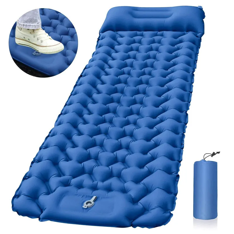 Inflatable Travel Camping Mattress Sleep Rest Pillow Pump Outdoor Pad