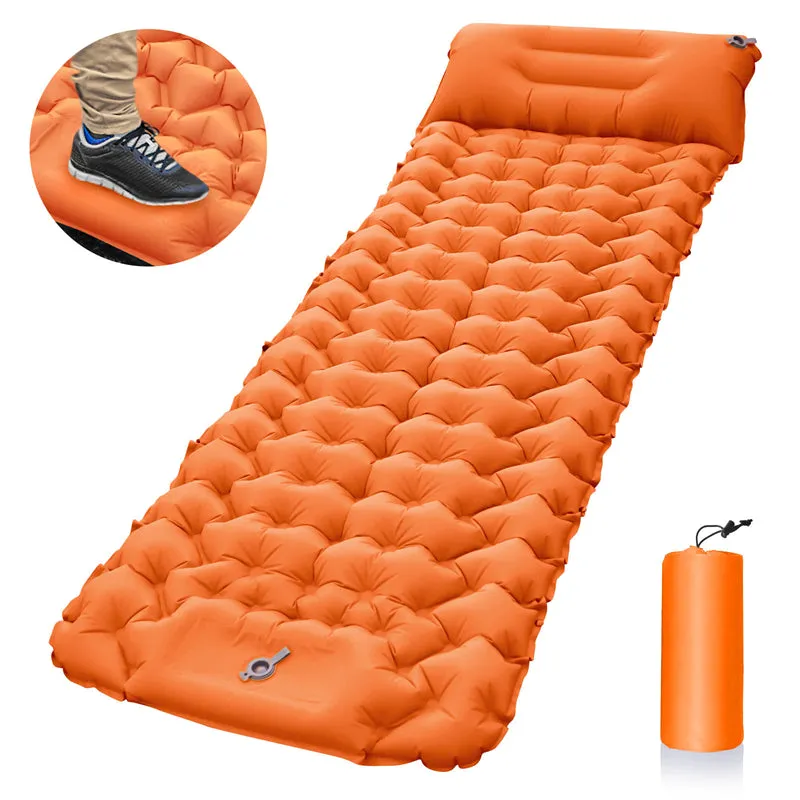 Inflatable Travel Camping Mattress Sleep Rest Pillow Pump Outdoor Pad