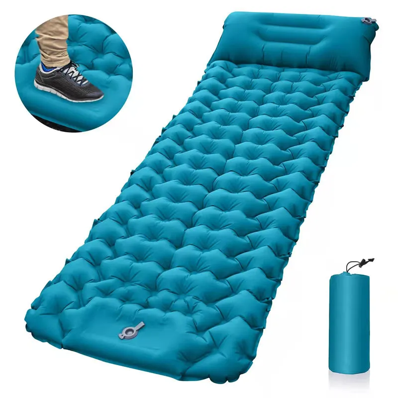 Inflatable Travel Camping Mattress Sleep Rest Pillow Pump Outdoor Pad