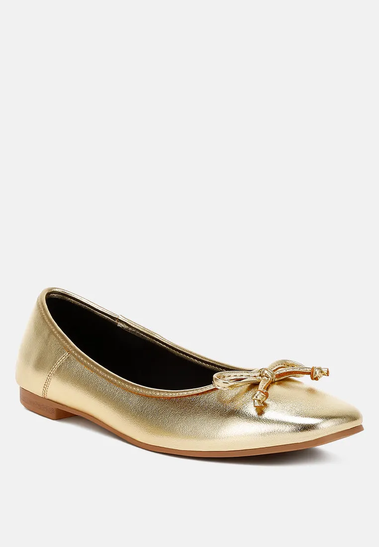 Ipara Bow Detail Metallic Ballerinas