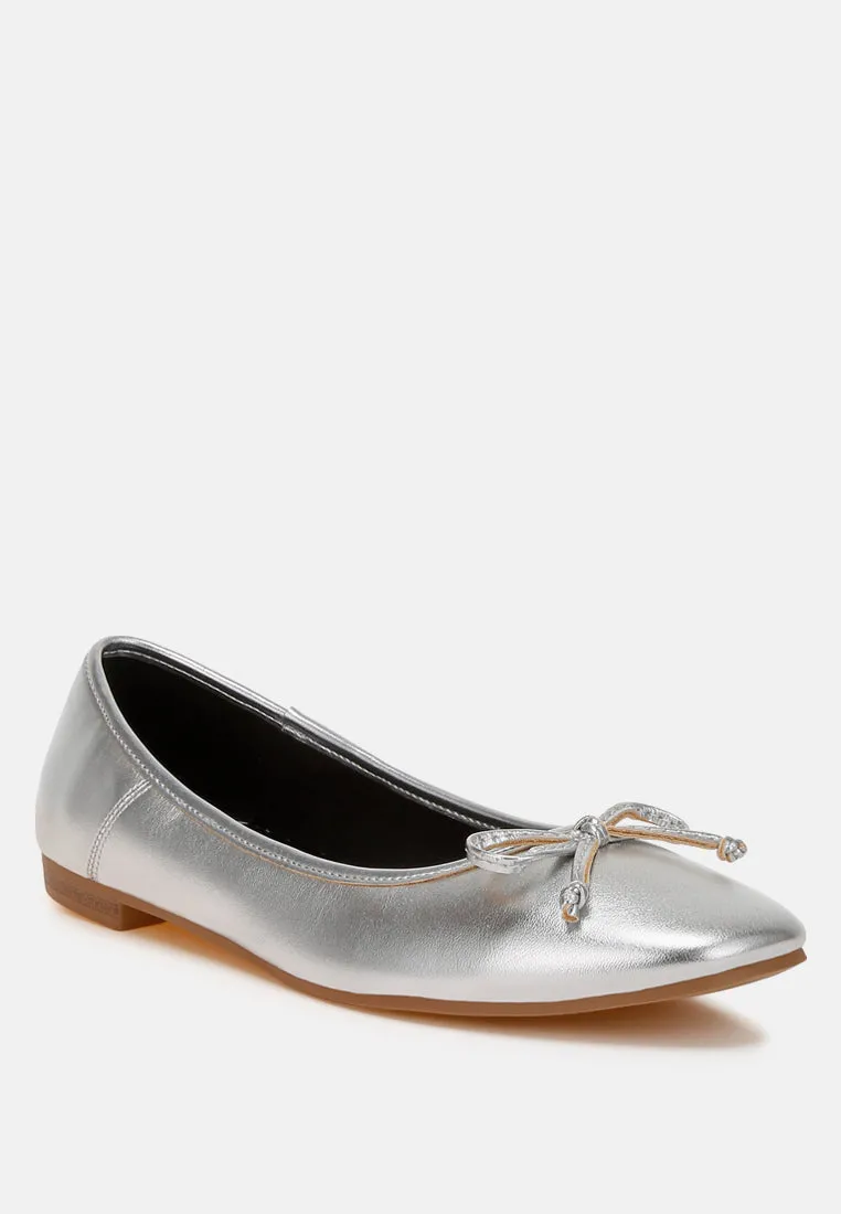 Ipara Bow Detail Metallic Ballerinas