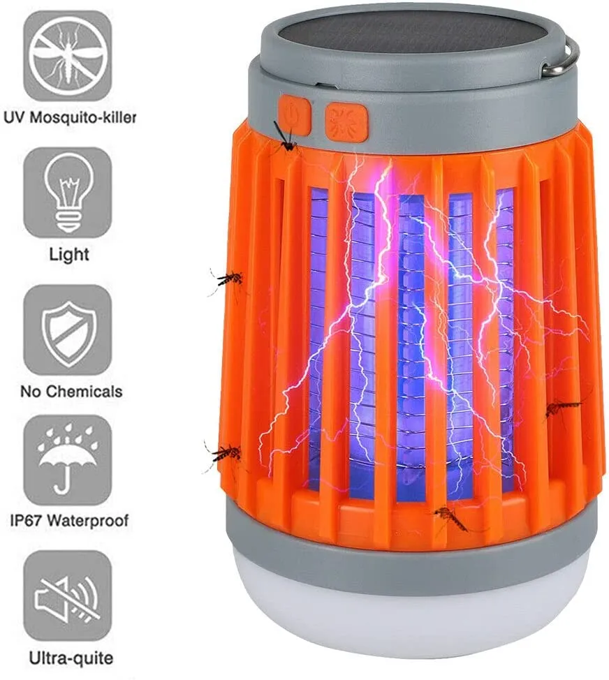 ITEM# 0082   Bug Zapper Light Bulb 2pcs, 3 in 1 Mosquitoes Killer USB Rechargeable Camping Lantern Flashlight Tent Light, IPX6 Waterproof Portable Light Bulb Zapper for Doorway, Corridor, Balcony, Patio (Watch Video)