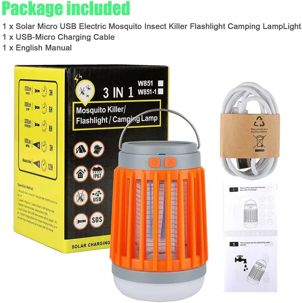 ITEM# 0082   Bug Zapper Light Bulb 2pcs, 3 in 1 Mosquitoes Killer USB Rechargeable Camping Lantern Flashlight Tent Light, IPX6 Waterproof Portable Light Bulb Zapper for Doorway, Corridor, Balcony, Patio (Watch Video)