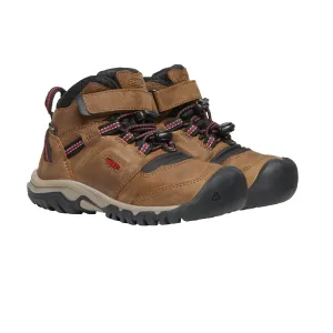 Kid's Ridge Flex Mid WP Hiking Boot - Bison/Red Carpet