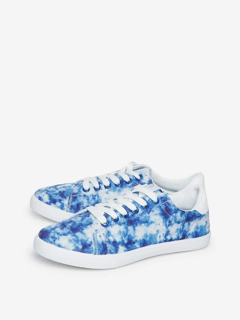 LUNA BLU Indigo Tie-Dye Pattern Sneakers