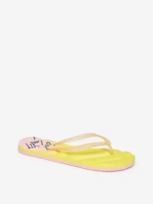 Luna Blu Yellow Textured Flip-Flops