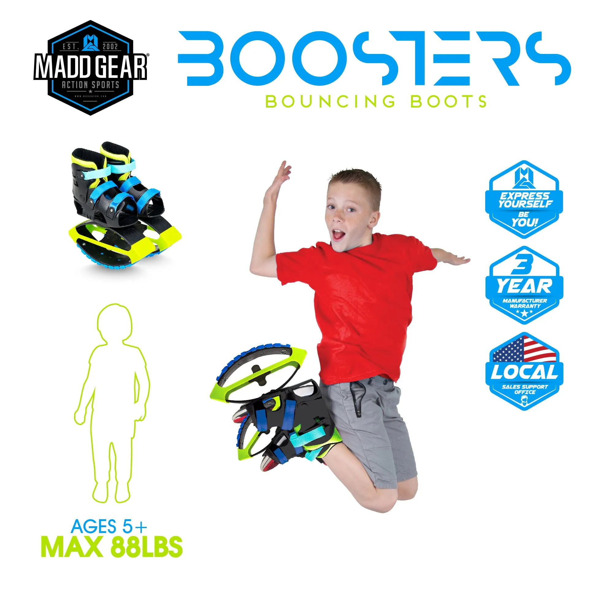 Madd Gear Light Up Boost Boots Jumping Shoes - Bounce to the Moon - Fun & Fitness - Unisex