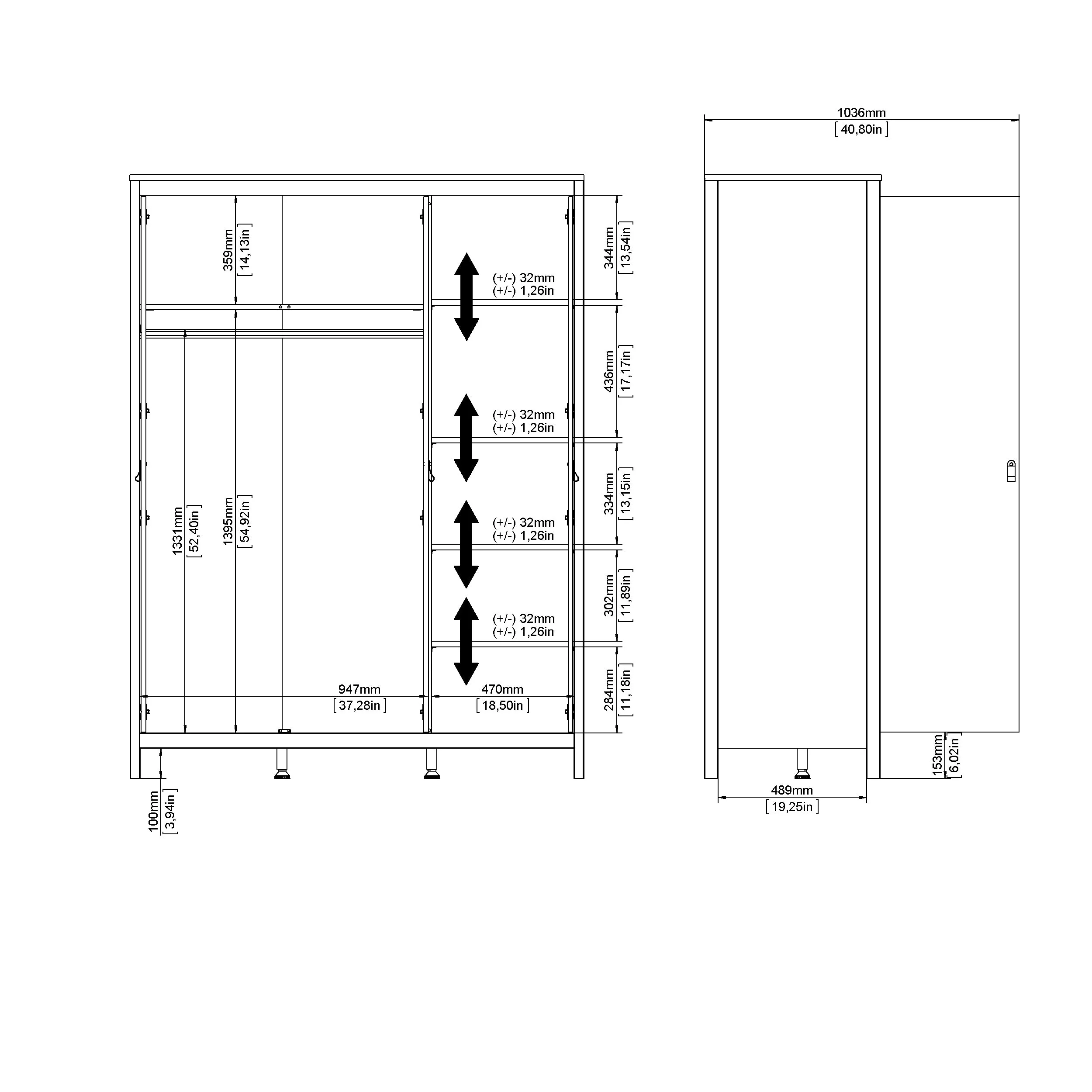 Madrid Wardrobe with 3 Doors - Black