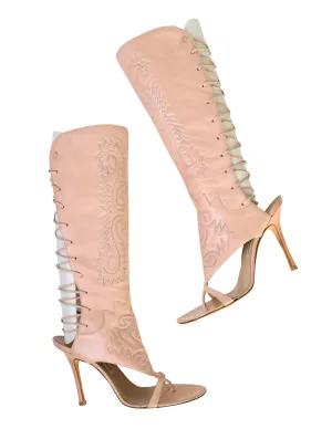 Manolo Blahnik Vintage SS 1998 'Modena' Pink Cowboy Western Inspired Boot Sandal Heels