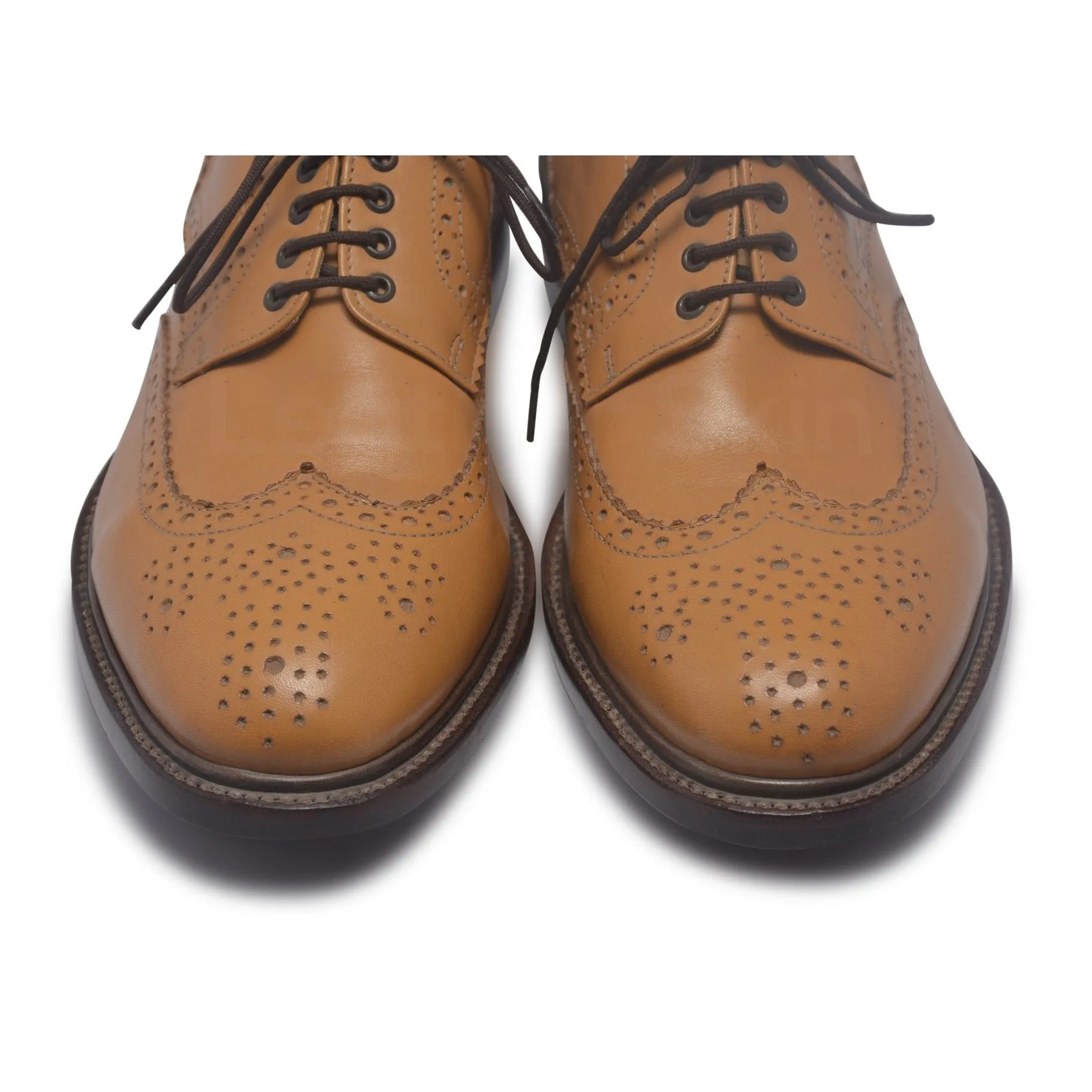 Men Bold Tan Derby Wingtip Brogue Genuine Leather Shoes