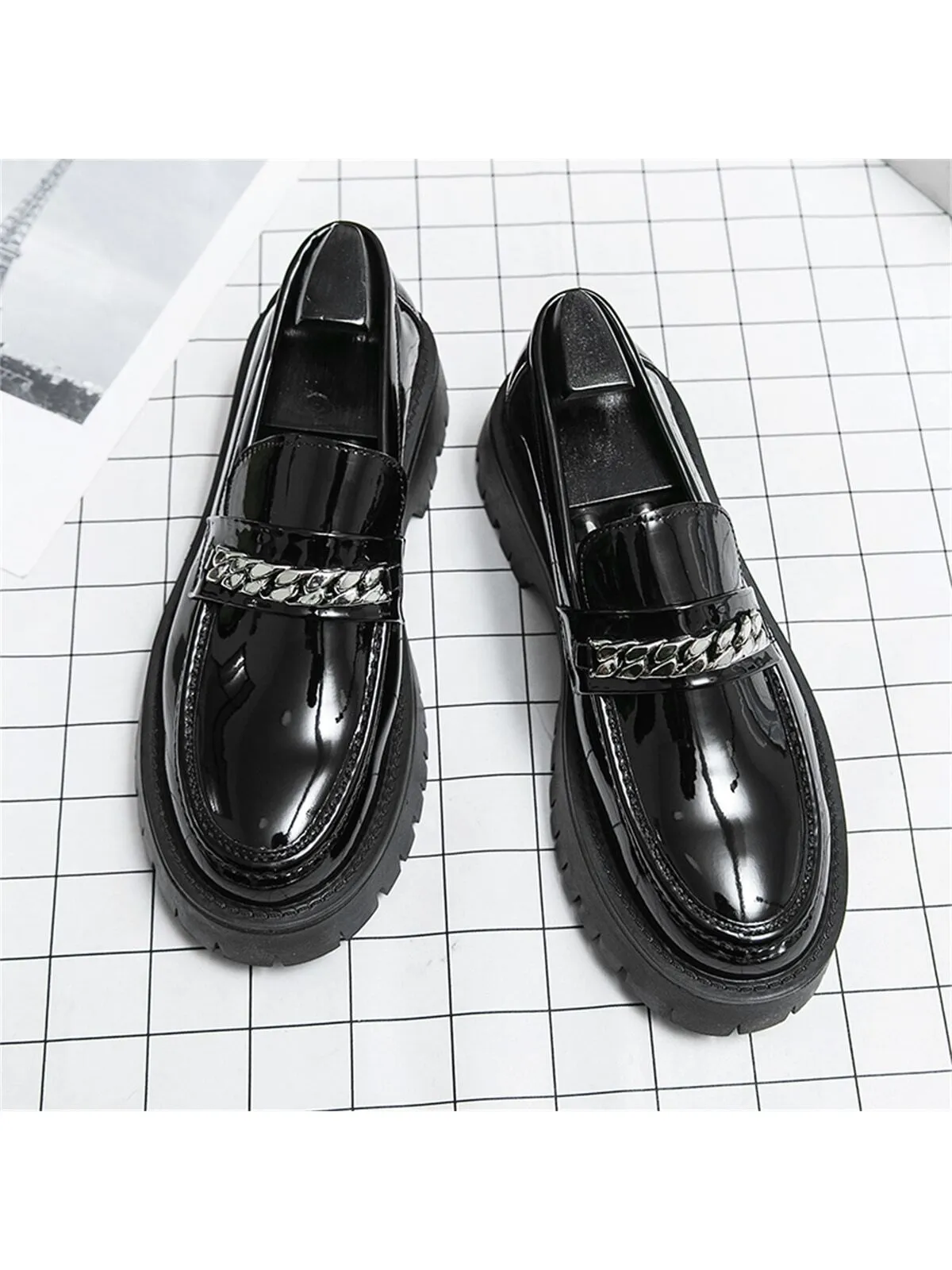 Men's Formal PU Leather Shoes Barber One Buckle Shoes