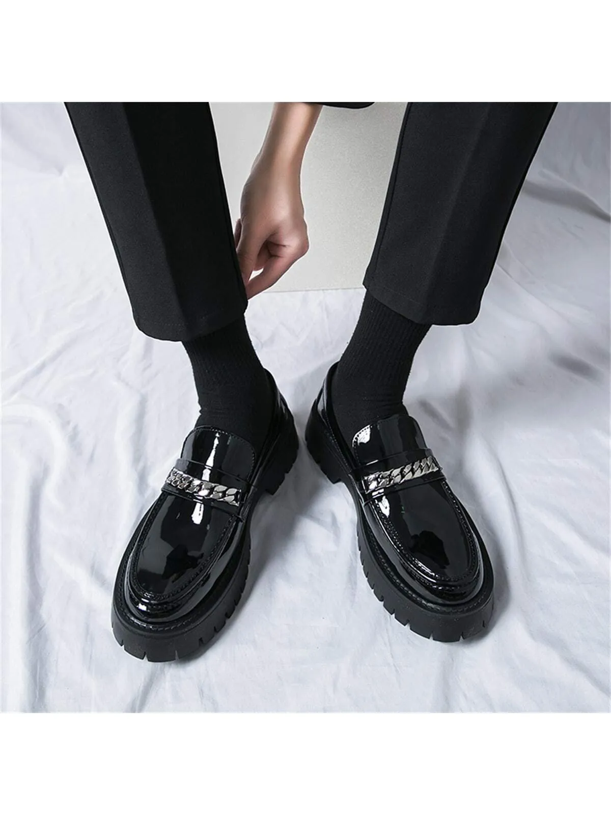 Men's Formal PU Leather Shoes Barber One Buckle Shoes