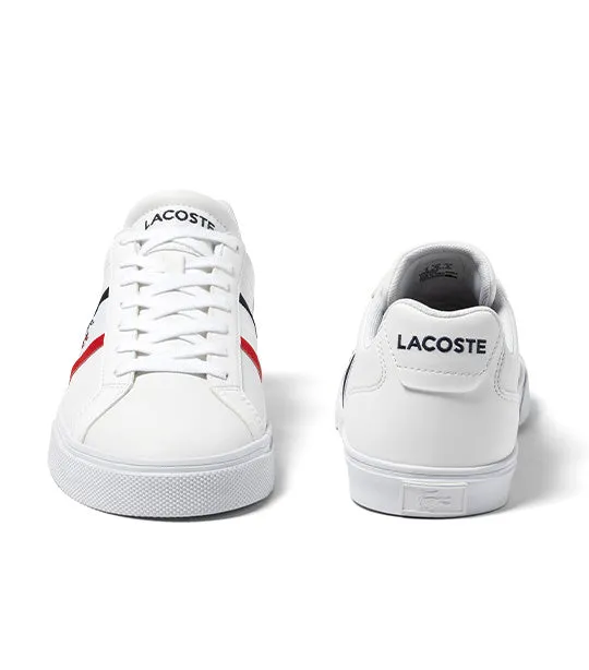 Men's Lacoste Lerond Pro Leather Tricolour Trainers White/Navy/Red