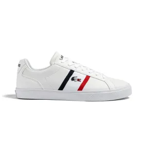 Men's Lacoste Lerond Pro Leather Tricolour Trainers White/Navy/Red