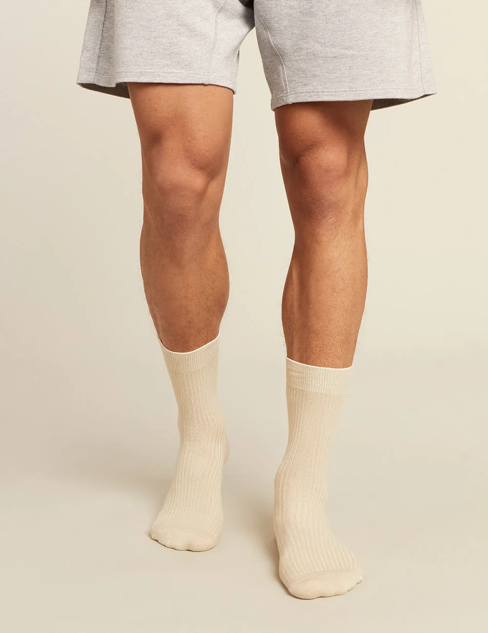 Men's Ribbed Crew Socks - Oatmeal