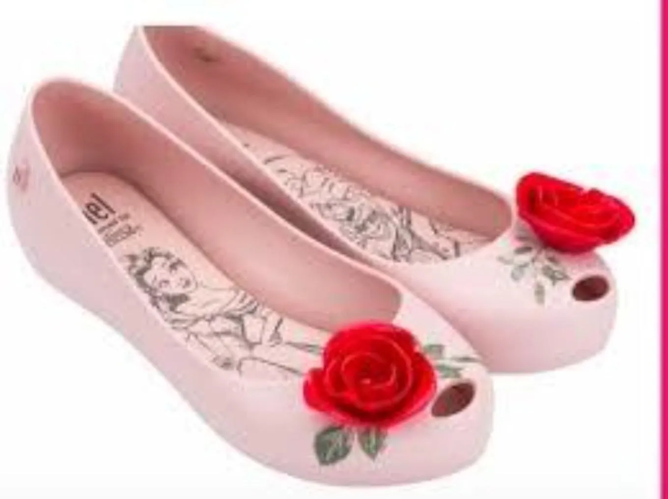 Mini Melissa Ultra Girl Youth Beauty & the Beast Pink Rose Shoes