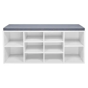 Modern Shoe Bench in Grey/ White Color, Organizer Unit