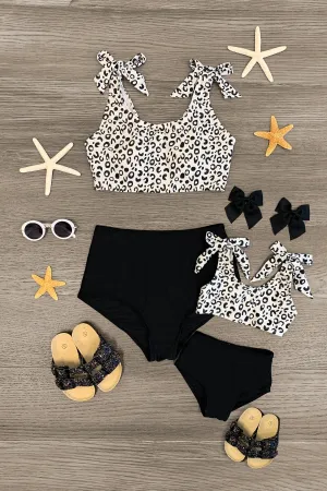 Mom & Me - Black & White Cheetah Bikini