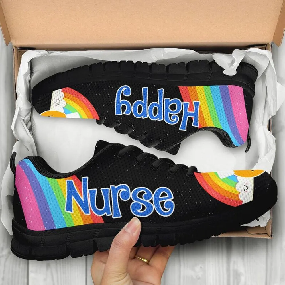 Nurse Sneaker, Nurse Happy Black Sneakers Shoes, Best Shoes For Nurses