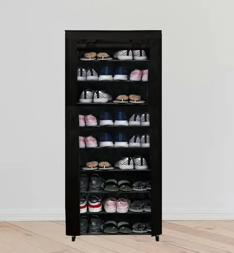 PHILOSHOP 9 Layer shoes rack for home metal, Adjustable Shoe stand organizer stackable storage bedroom entryway adjustable slots shelf easy footwear rack, Multi-Purpose durable plastic