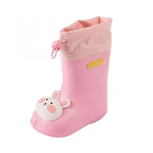 Pink 150Children's Cartoon Pvc Rubber Waterproof Rain Boots Fashion Classic Baby Water Shoes Rabbit Frog Dolls Boys Girls