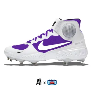 "Retro Purple & White" Nike Alpha Huarache Elite 3 Mid Cleats by Stadium Custom Kicks