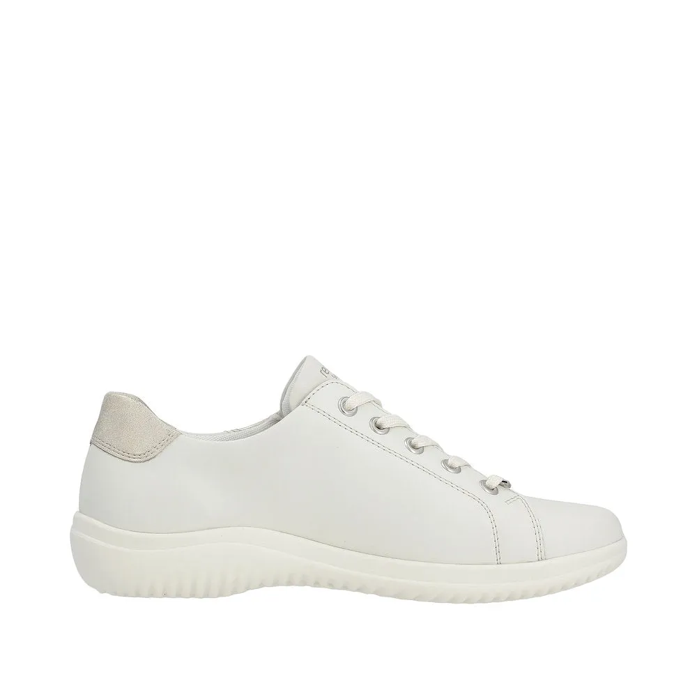 Remonte D1E00-80 Ladies White Leather Zip & Lace Shoes