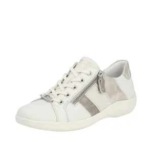 Remonte D1E00-80 Ladies White Leather Zip & Lace Shoes