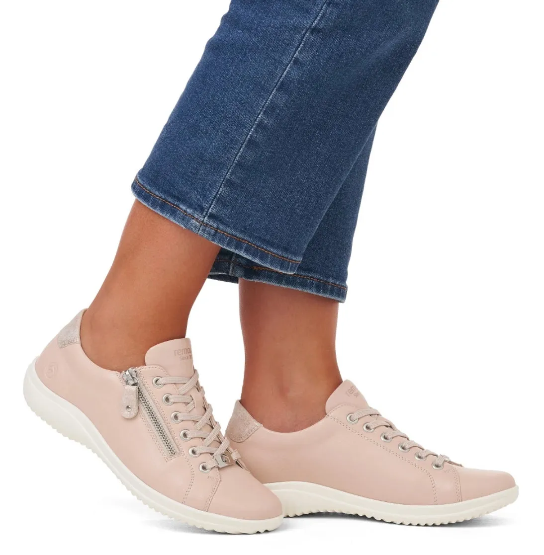 Remonte D1E03-31 Dusky Pink Leather Trainers