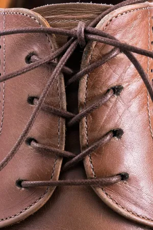 Round Mid Brown Waxed Cotton Shoelaces