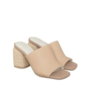 Serena - Studded Raffia Slide Heel