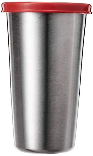 SignoraWare Stainless Steel Tumbler with Lid | Air Tight Leak Proof Glass Tumblers for Office Gym Yoga Hiking Trekking Travel Home Kitchen (370ml), Set of 1, Red