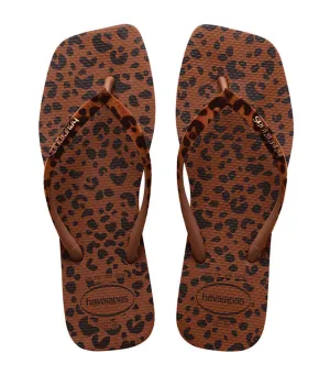 Slim Square Velvet Flip Flops Rust