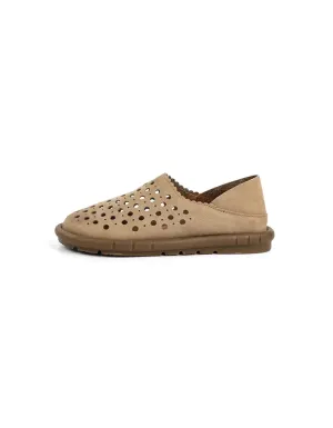 Soft Leather Comfortable Hollow Flat Shoes