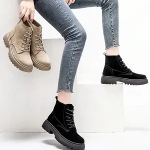 Soft Suede Lace-Up Ankle Boots