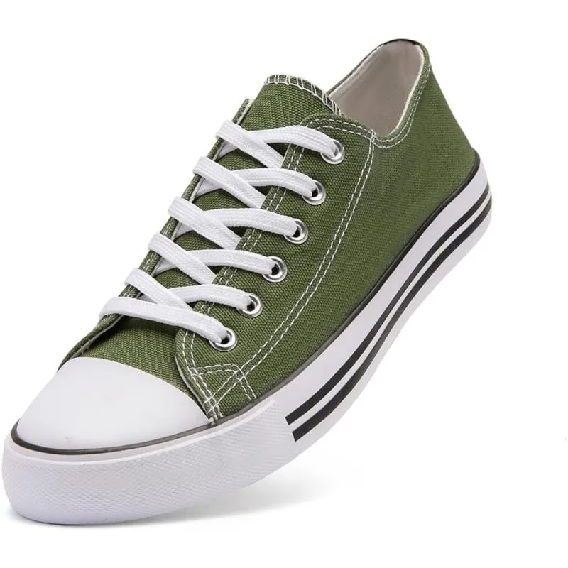 Solid Color Canvas Lace Up Sneakers