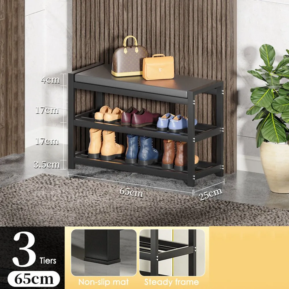 Sturdy Steel Multi-layer Shoe Rack with Bench Entryway Shoe Storage Organizer