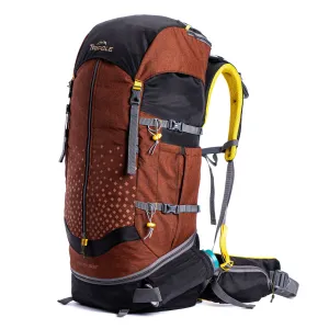 Tripole Terra Backpacking and Trekking Rucksack with Front Opening, Rain Cover and Metal Frame | 3 Year Warranty | Red Melange | 50 Litres