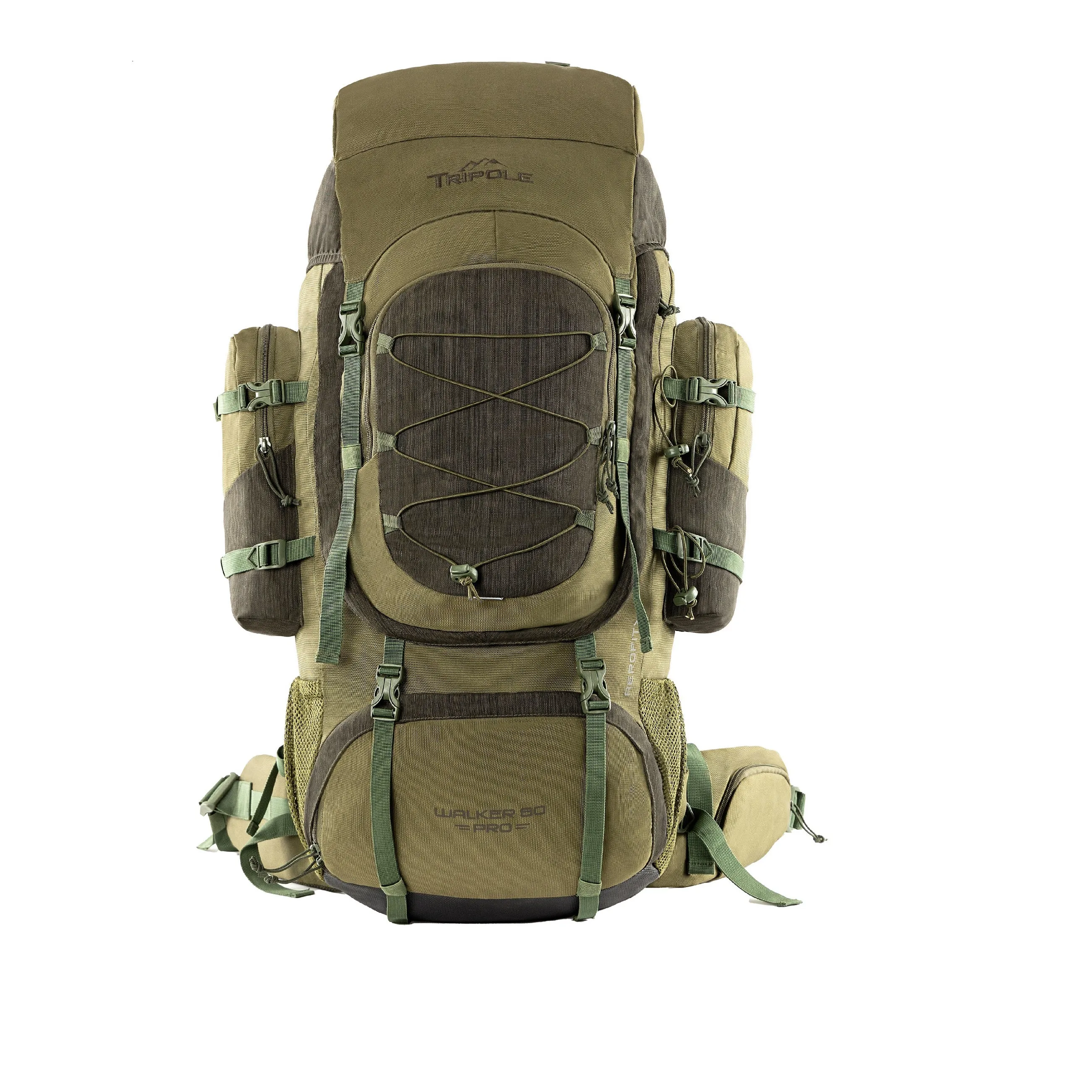 Tripole Walker Pro Internal Frame Rucksack for Travel and Trekking | Front Opening | Laptop Sleeve | Water Repellent | Rain Cover | 5 Year Warranty | 80 Litre Olive Green