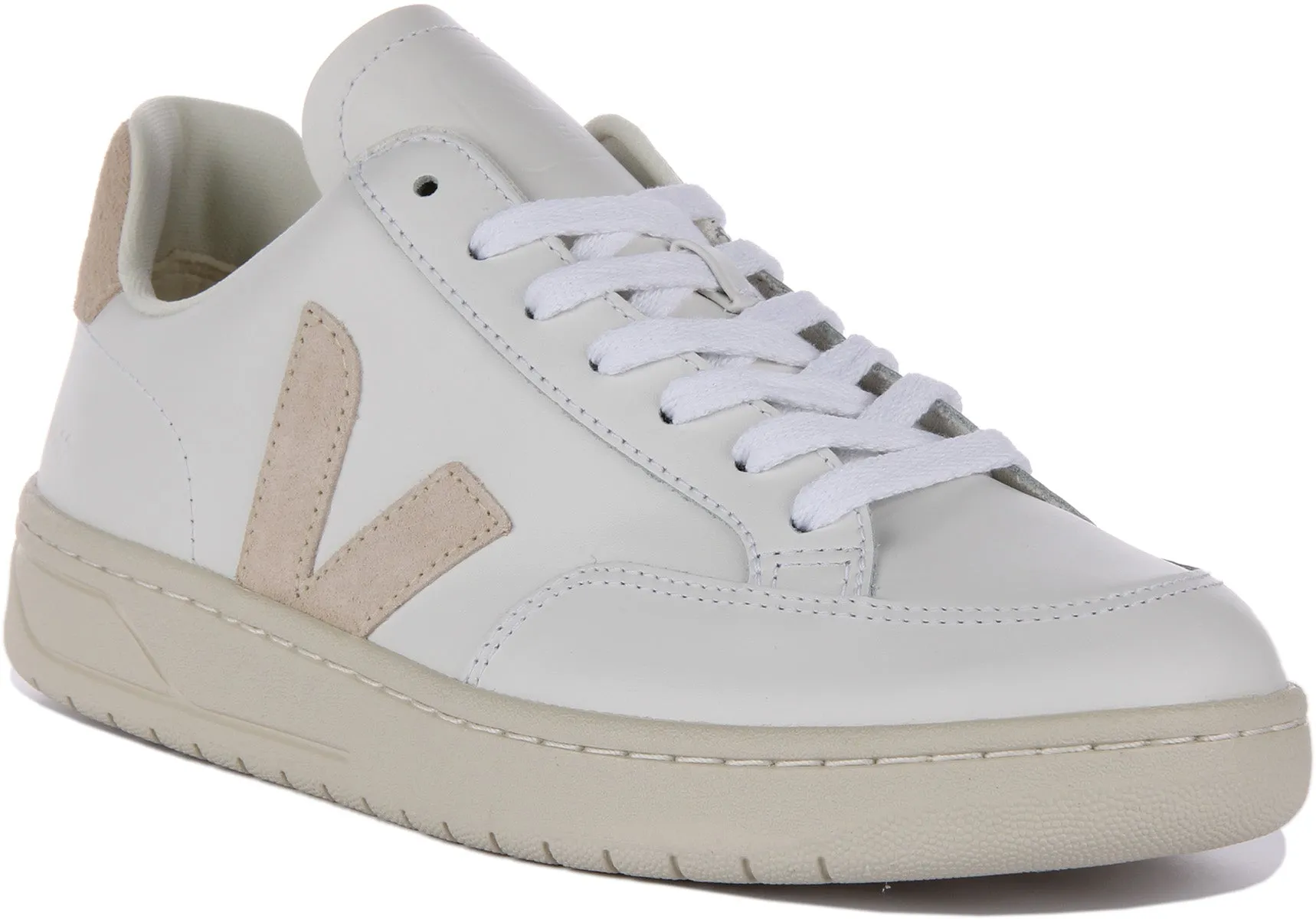 Veja V-12 Leather In White Beige For Women