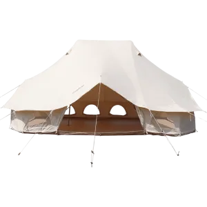 Vevor 6M Bell Tent 19.7' x 13.1' x 9.8' Yurt Beige Canvas Cotton For 8-12 People Portable 4 Season Teepee