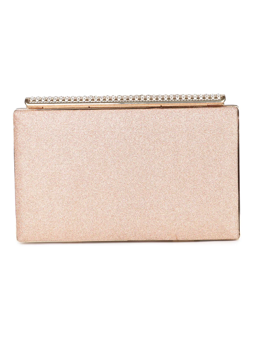 Women Rose Gold Embellished Box Clutch