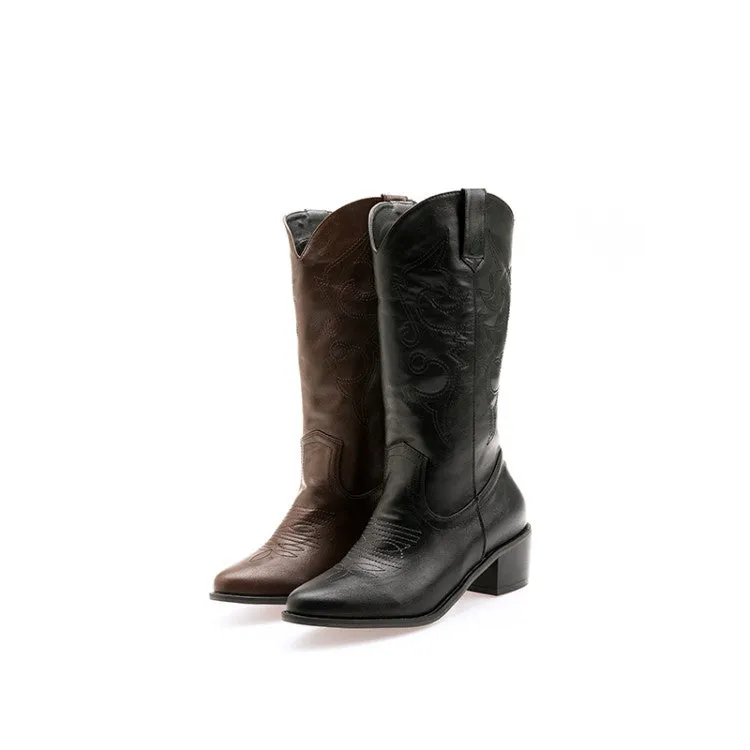 Women's High Heels Mid Calf Boots