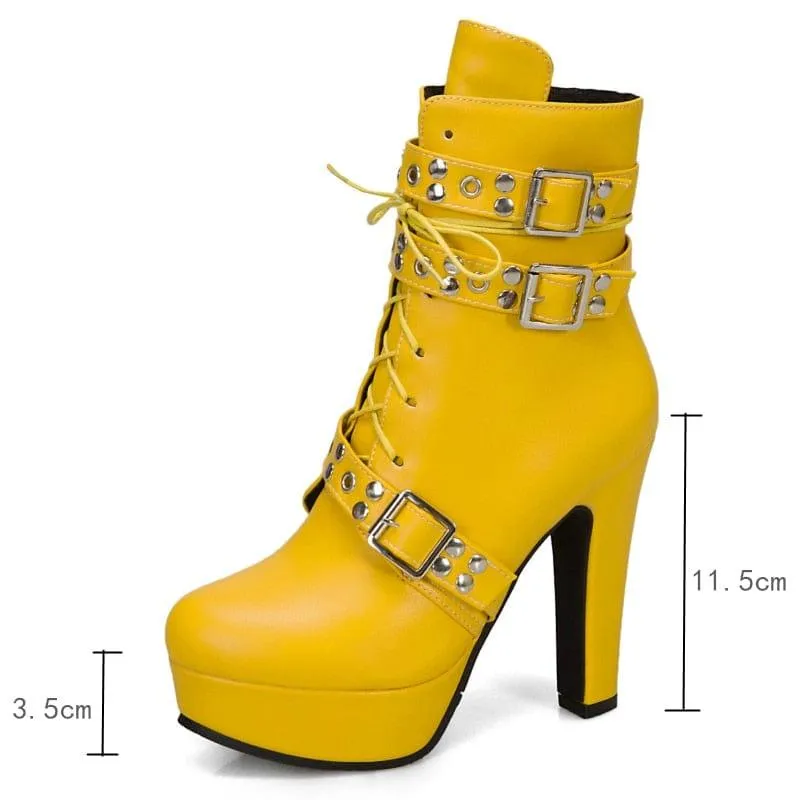 Women's Lace Up High Heel Short Boot