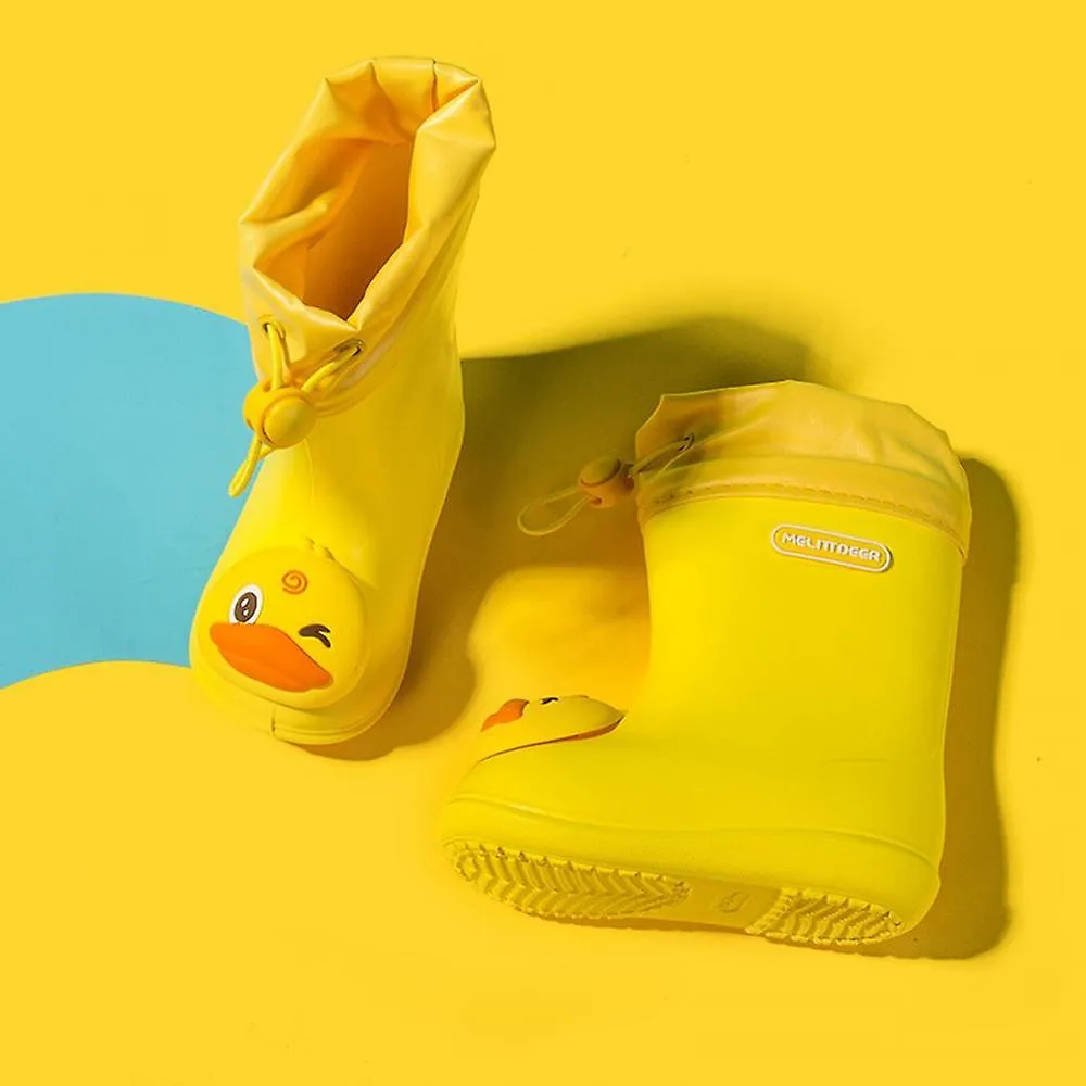 Yellow 140Children's Cartoon Pvc Rubber Waterproof Rain Boots Fashion Classic Baby Water Shoes Rabbit Frog Dolls Boys Girls