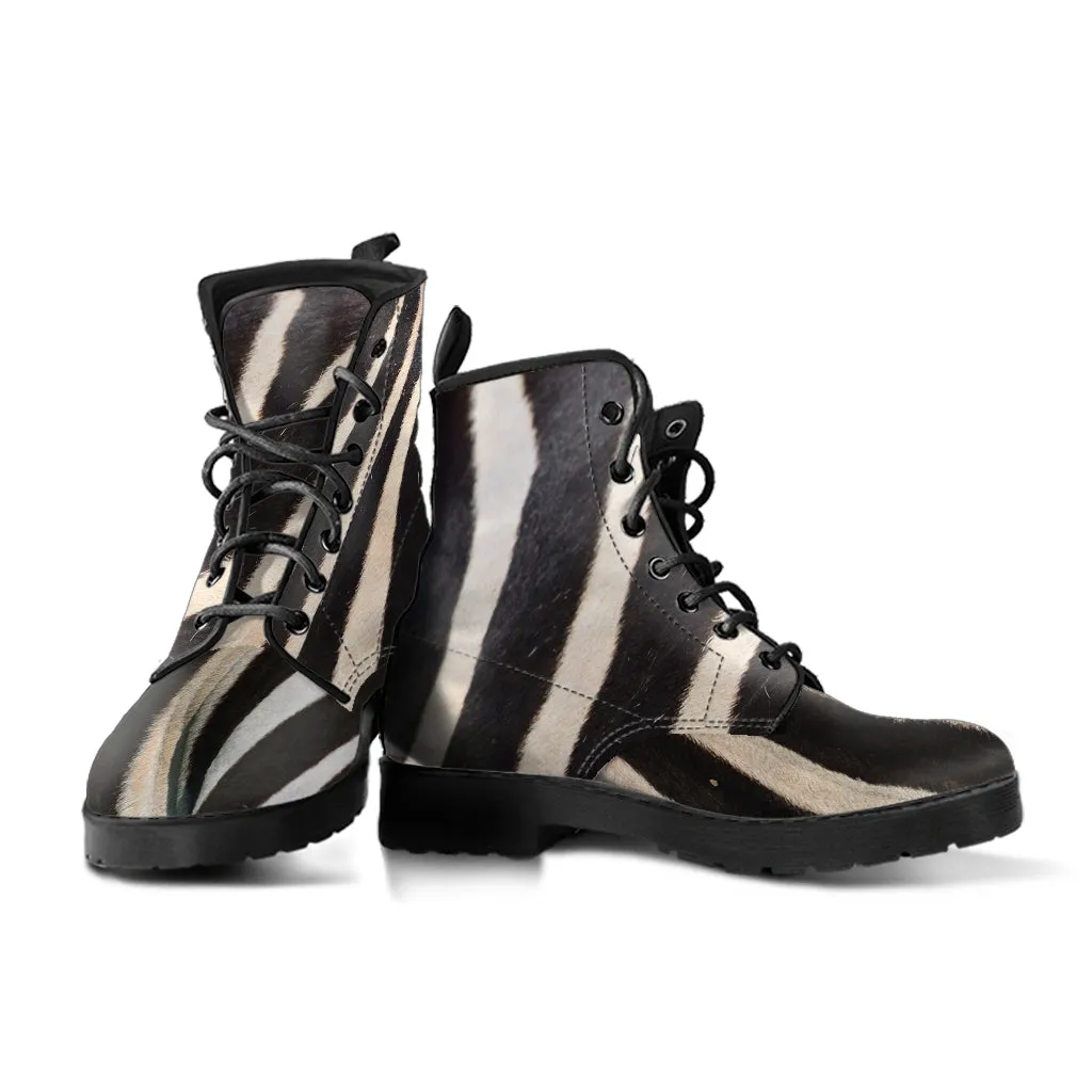 Zebra Leather Boots (Vegan)